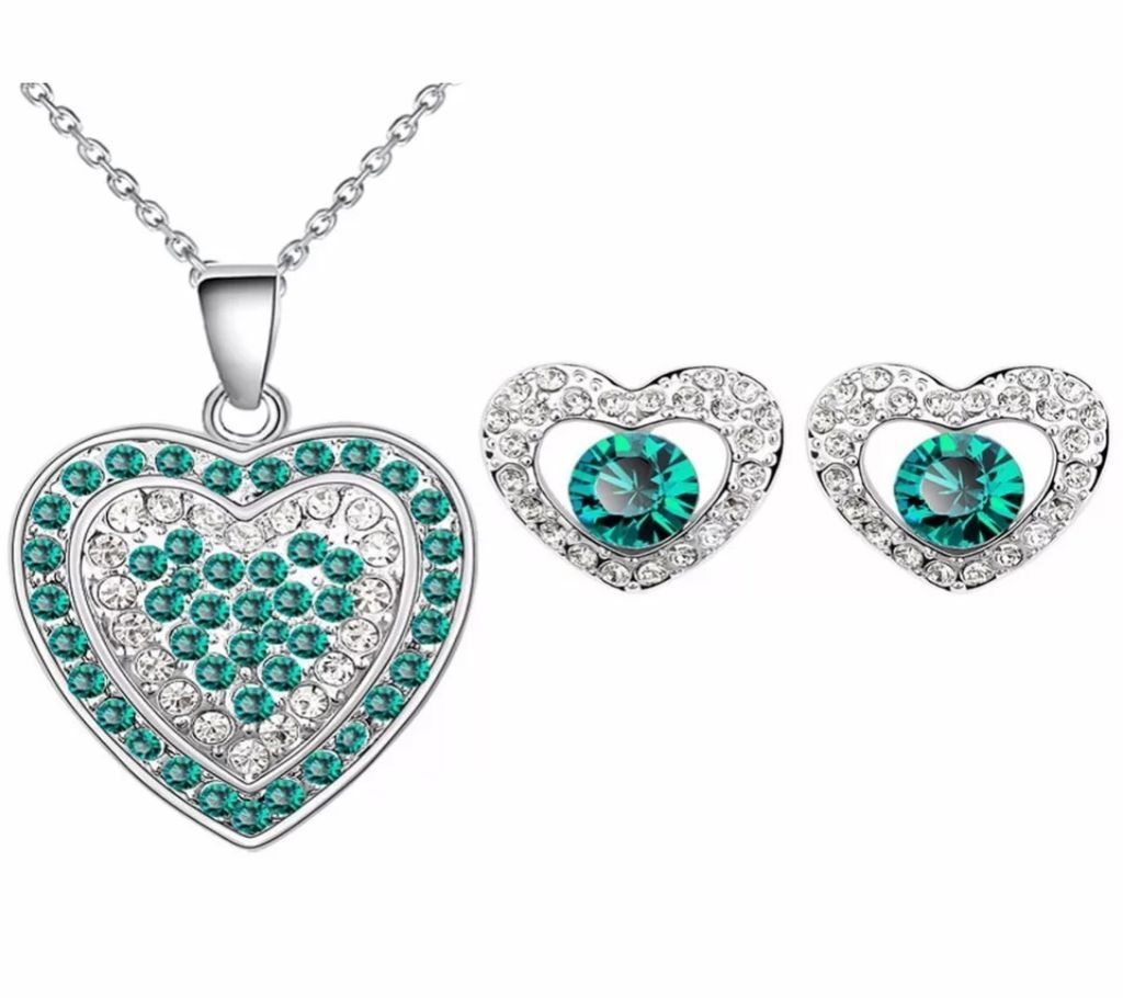 2 Layers Heart Cristal Pendent Set