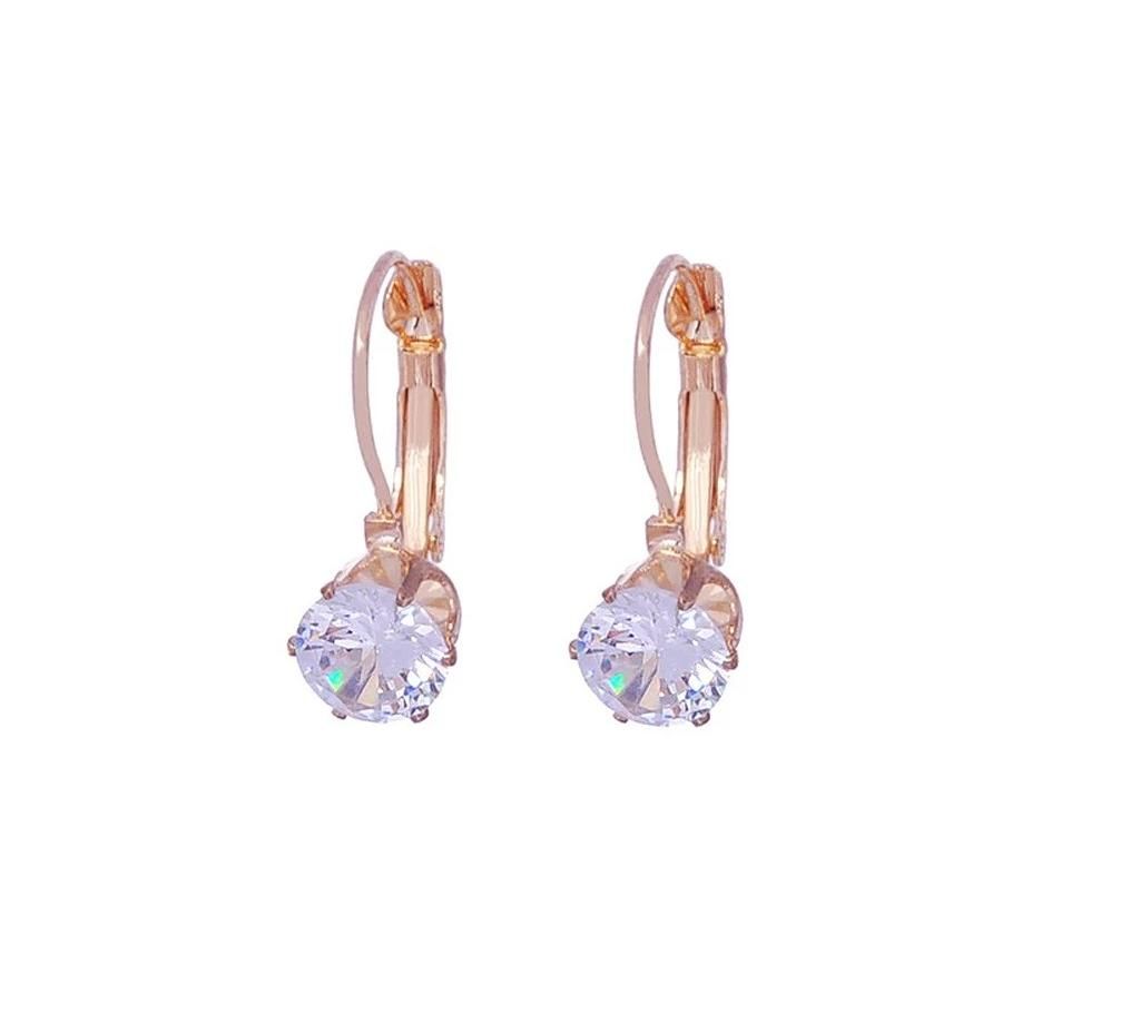 CZ Stone Pierced  Hoop Earrings