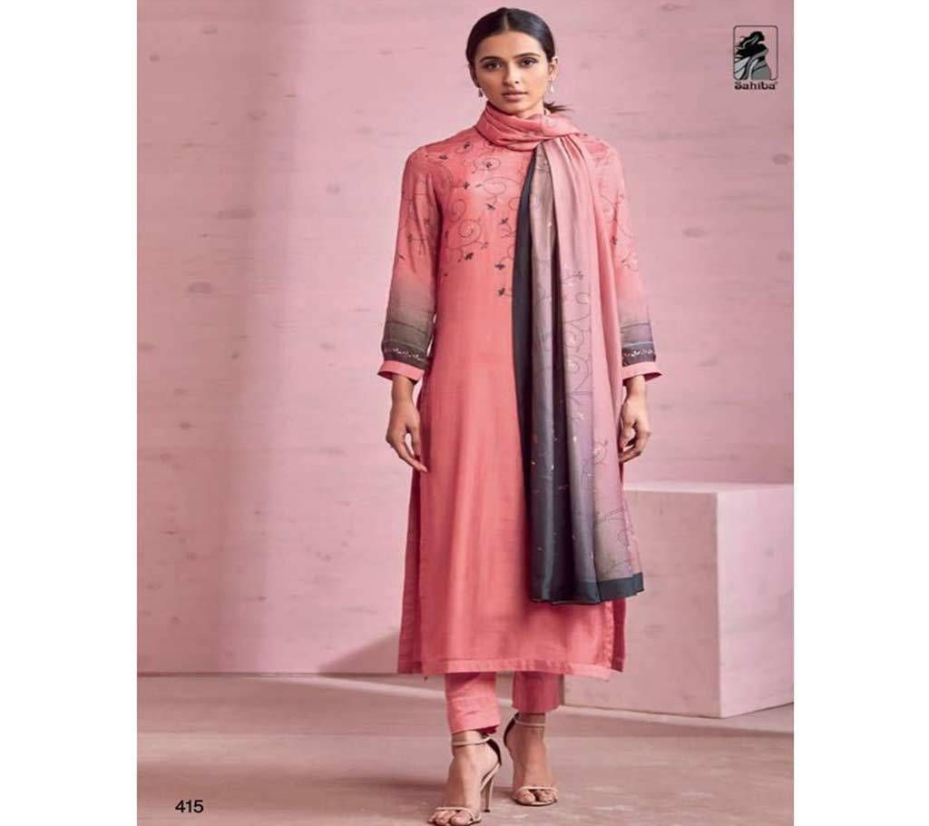 Sahiba Rose Pink - 415 Unstitched Cotton Three-piece