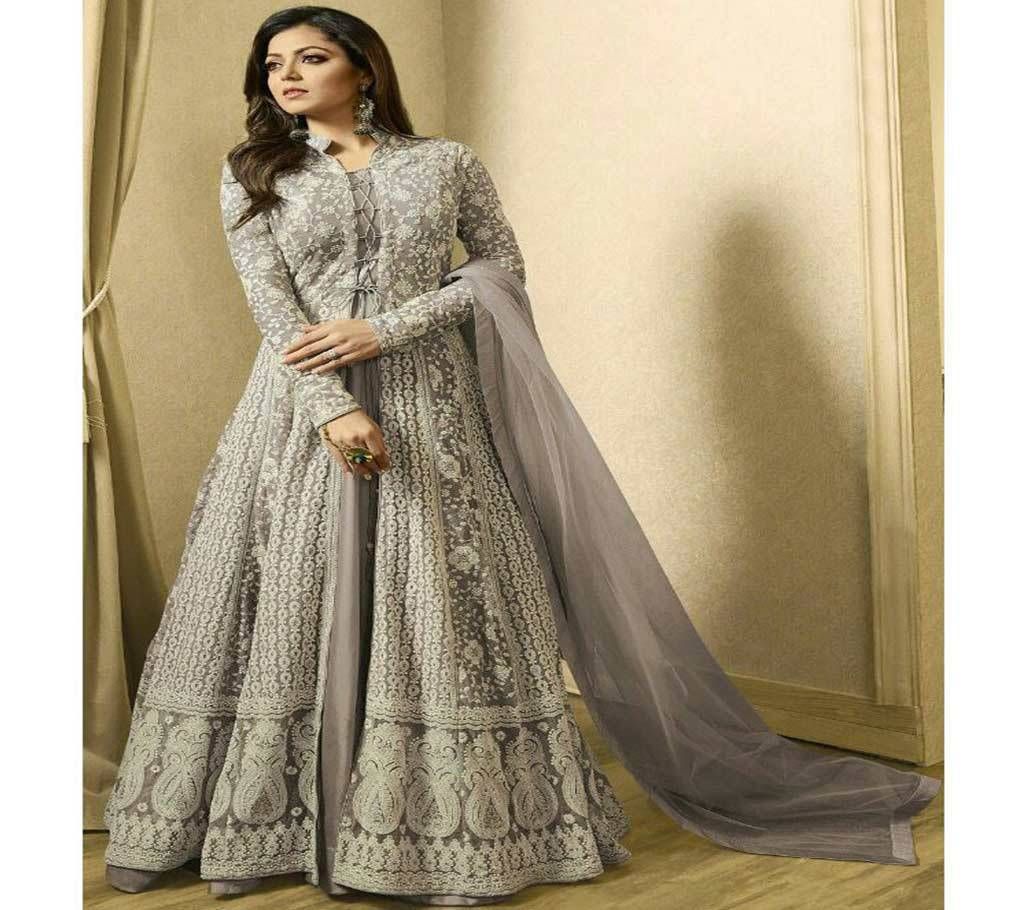 Drashti Dhami Light Green Embroidered Georgette Net Anarkali Suit