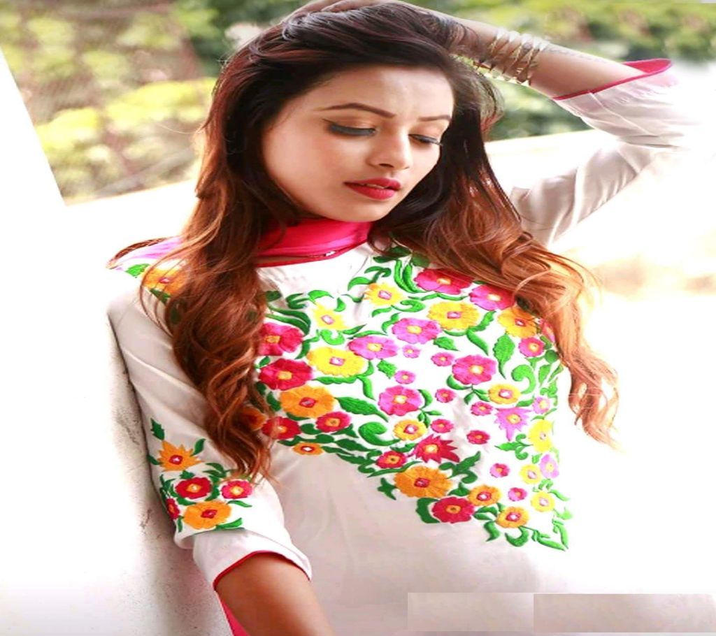Embroidery soft georgette dress for woman