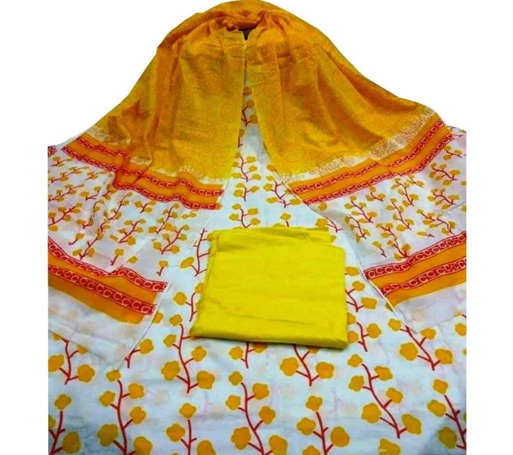 Unstitched skin printed cotton salwar kameez ST-72