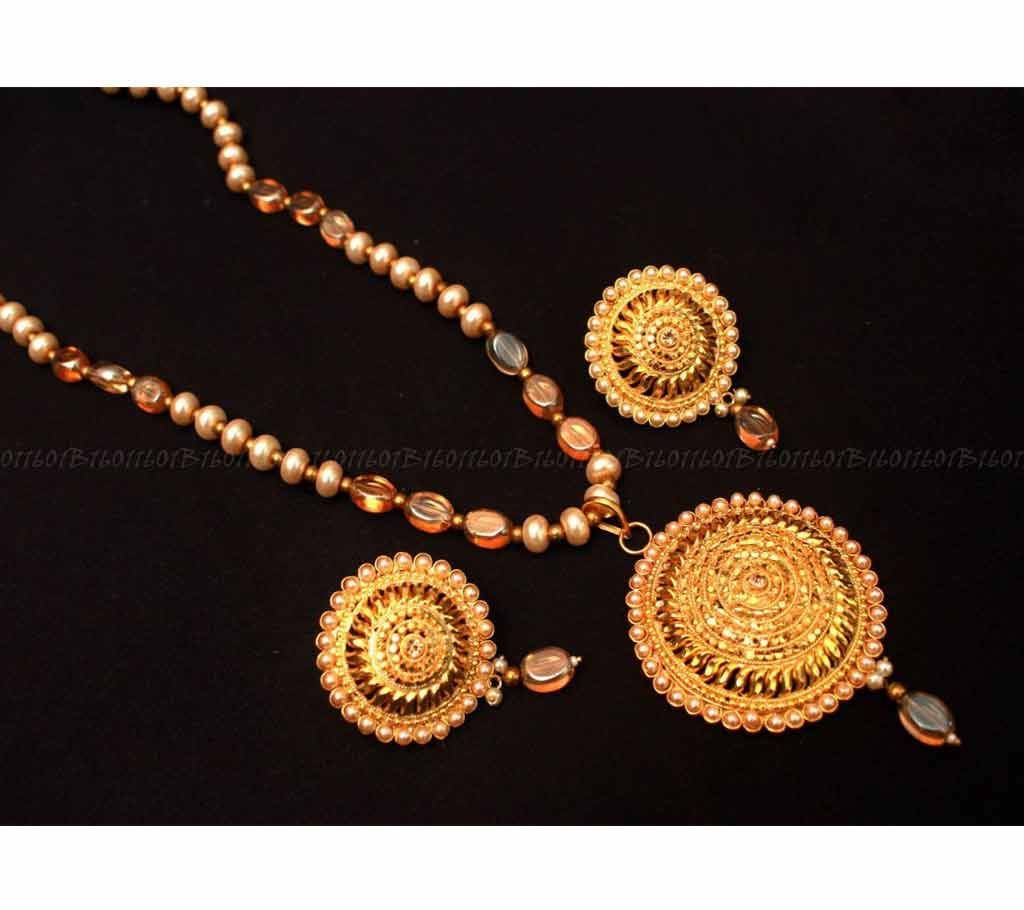Gold Plated Locket Set Pearl Jewelry