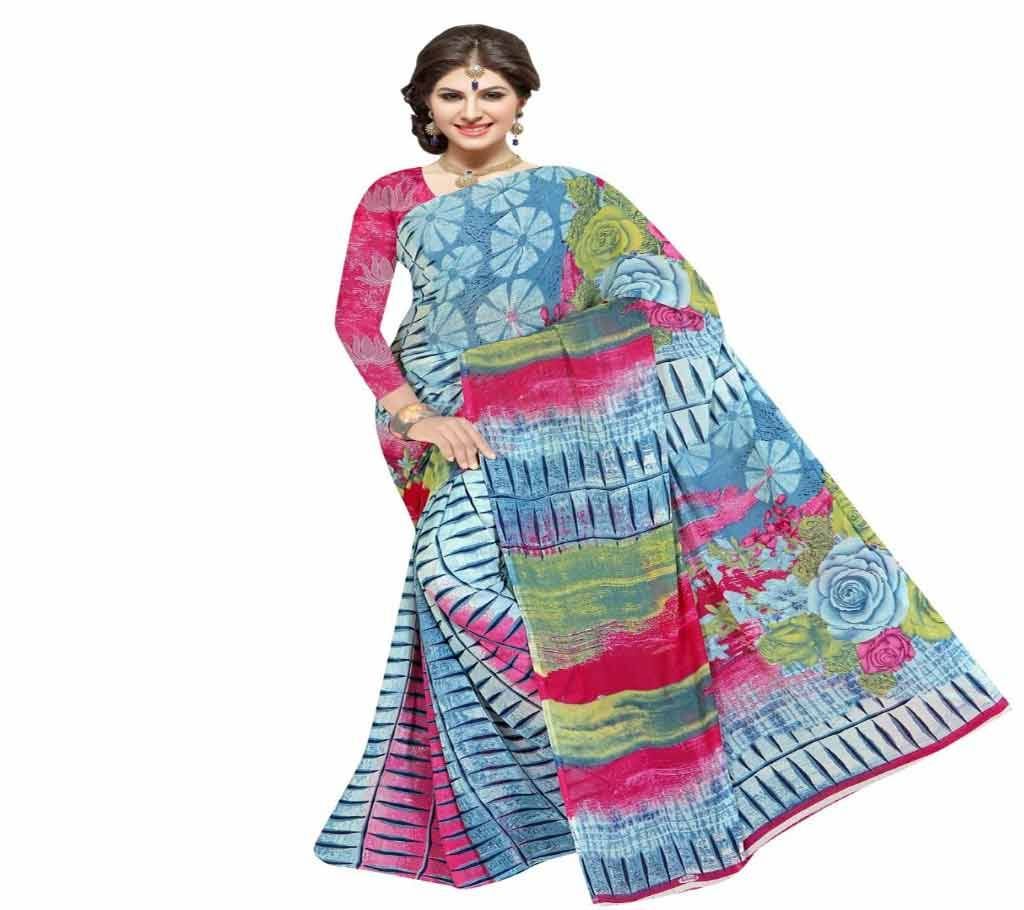 Indian Sky Blue And Light Pink Silk Printed saree For women (Copy)