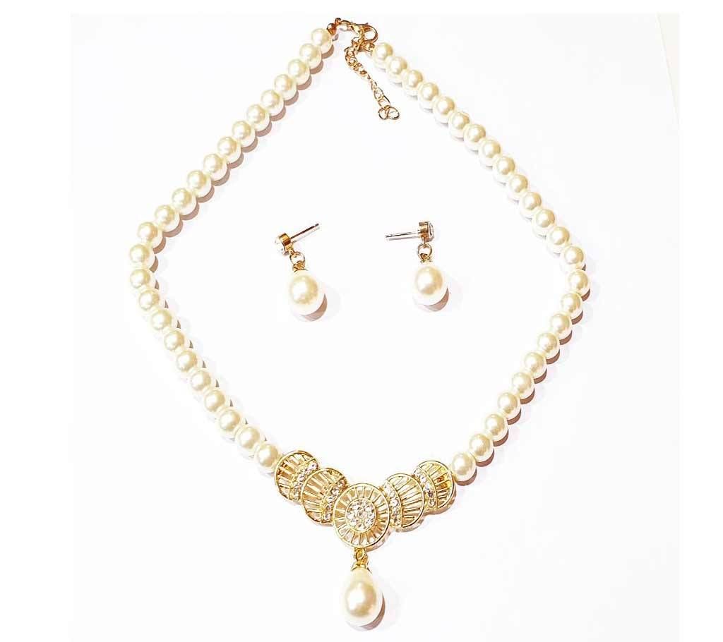 Artificial Pearl Setting Necklace With Matching Year Ring