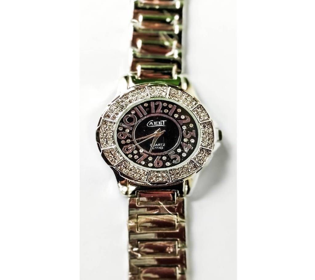 Caeet Stone Women Crystal & Steel Stainless Fashion Wrist Watch