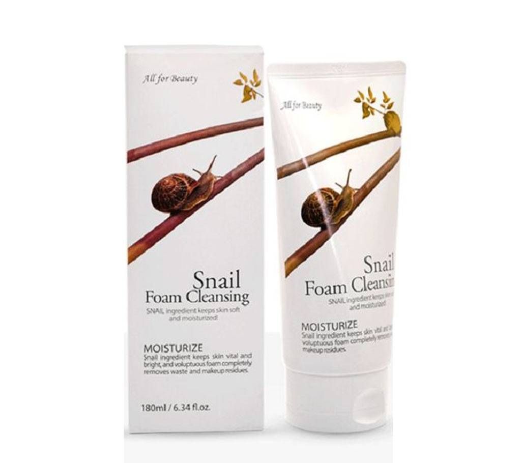 ALL FOR BEAUTY SNAIL FOAM CLEANSING FACE WASH-180ml-Korea 