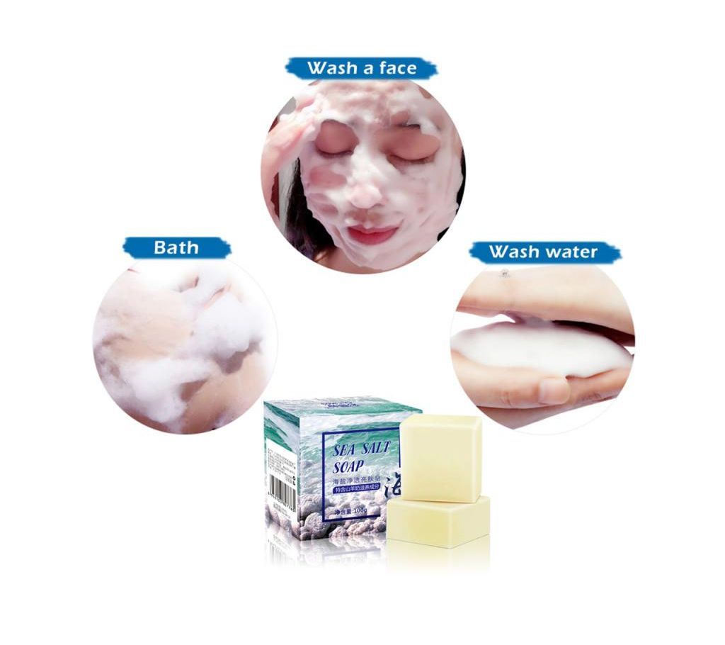 Sea Salt Soap whitening Moisturizing Wash Base Removal Pimple Pores Acne Treatment Face Care and Foaming