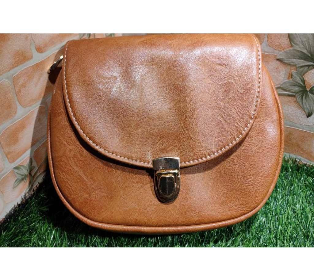 Brown Color PU Leather Crossbody Saddle Bag