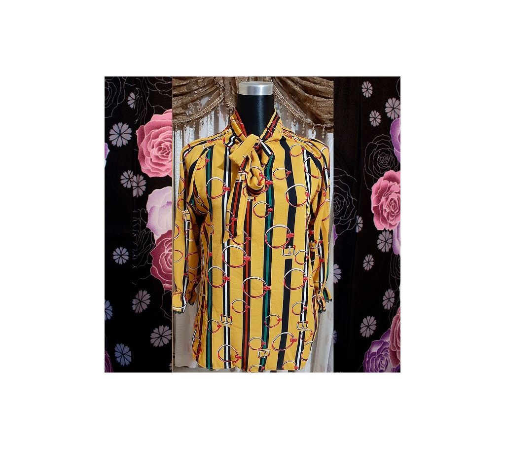 Crepe Georgette Short Tops Yellow with Red Circle