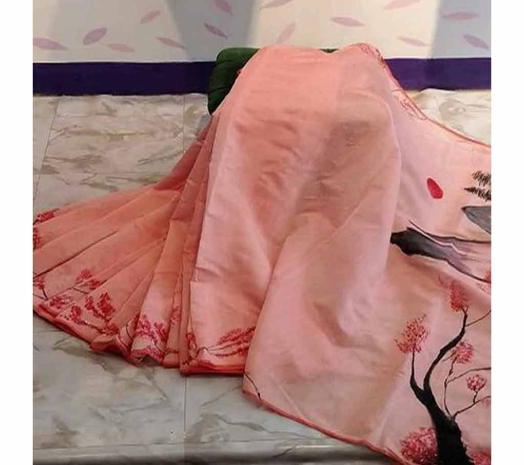 Hand Print Sharee Half Silk 
