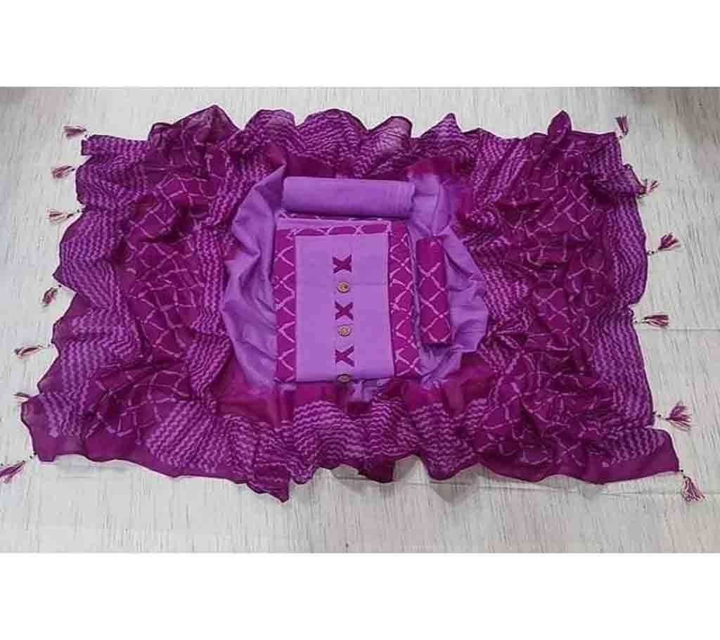 Unstitched Bexi Voil Leach Vegetable Batik Three Piece For Women-27