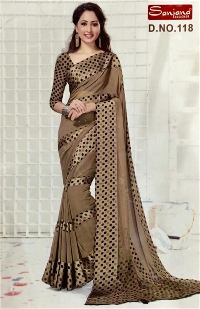 Indian Bombay Silk Border Georgette Saree