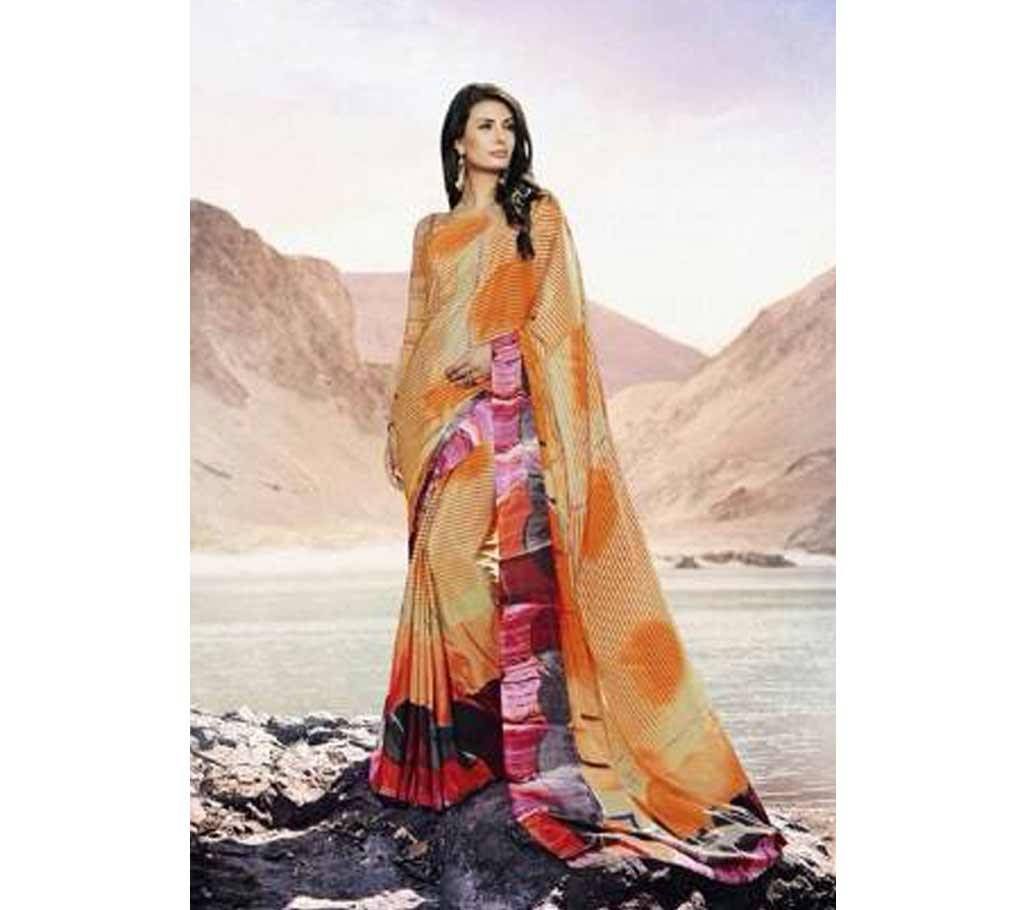 Printed shamu silk sharee