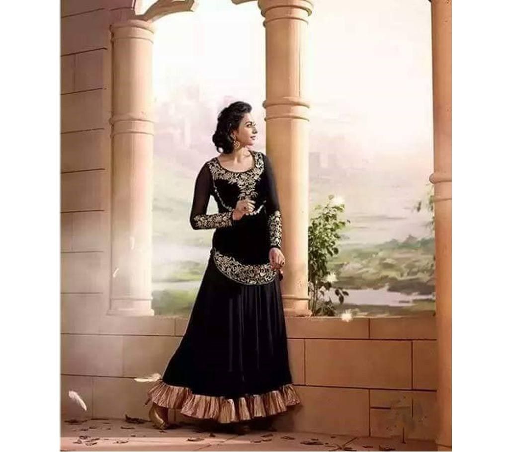 Semi stitched Georgette embroidery long party suit