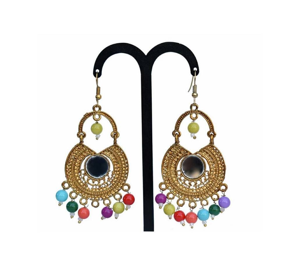 Antique Silver Plated  Earrings With Mirror
