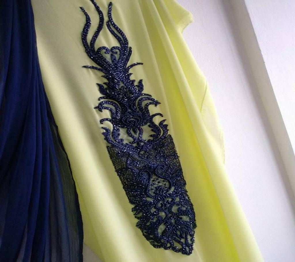 Unsticthed Embroydary Georgette 3pc