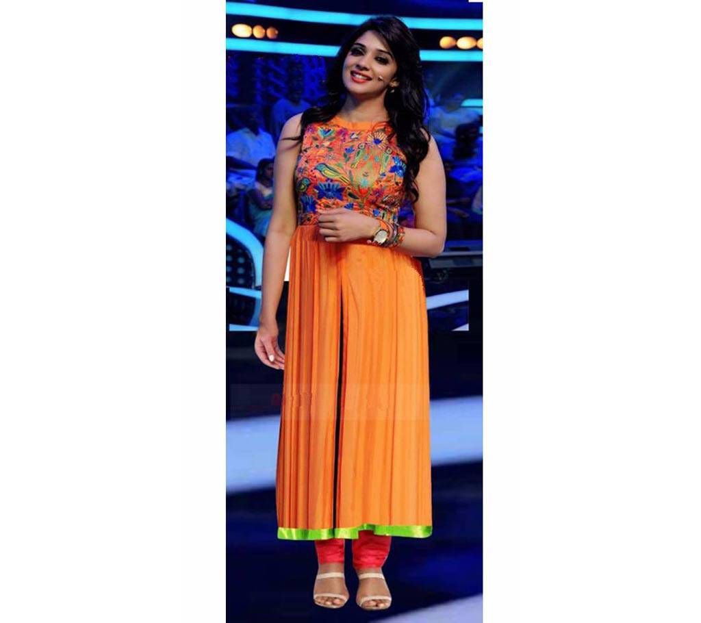 Semi-stitched Georgette Two Pieces Long Kurti - Copy