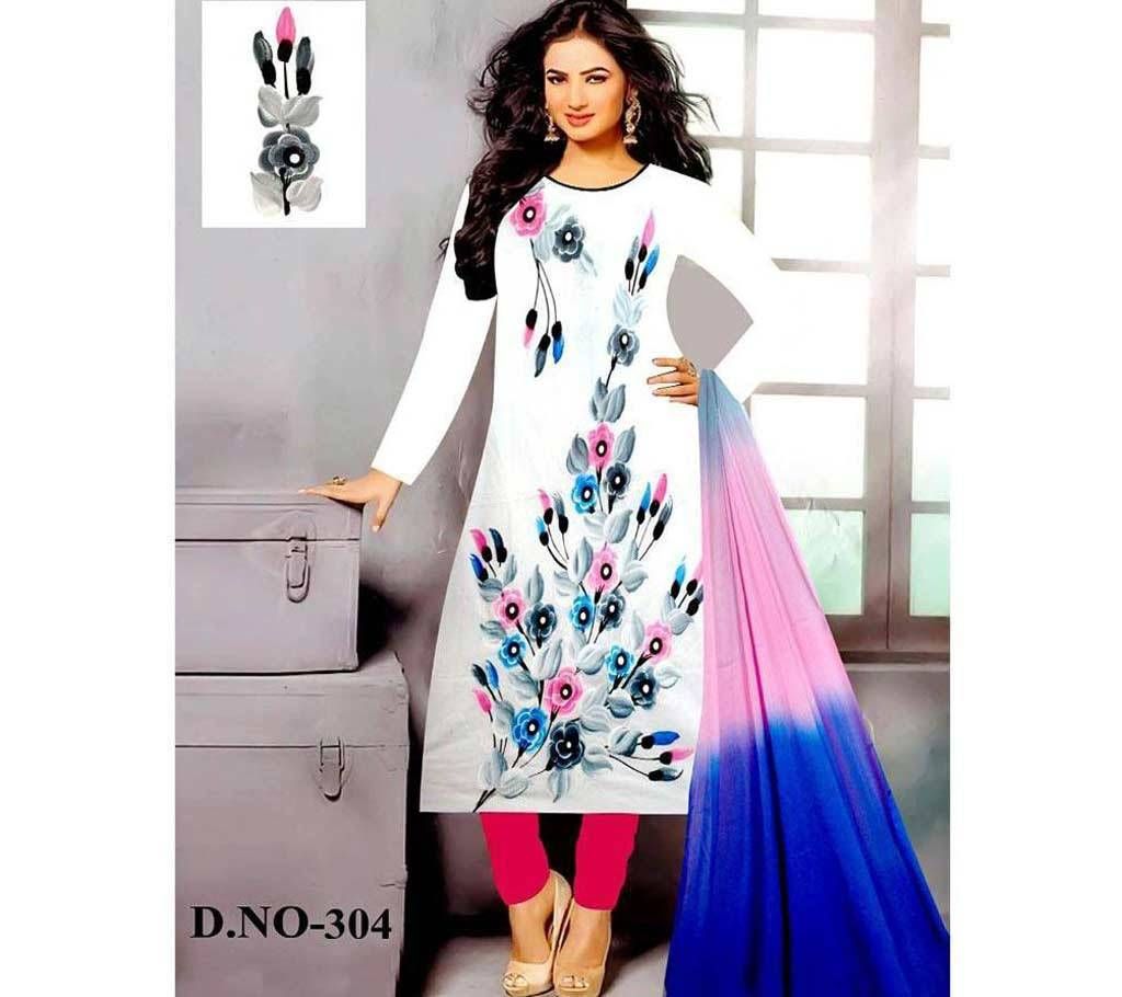 Unstich Hand Painted Cotton Three Piece - Copy