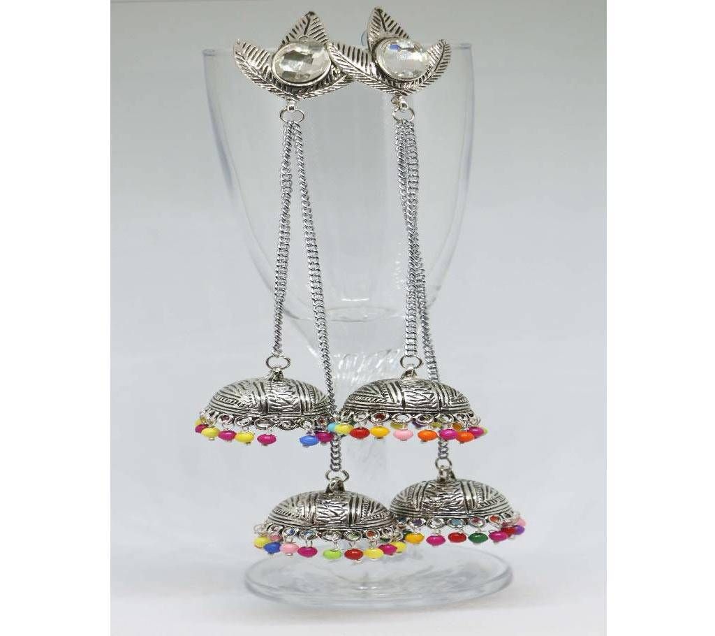Silver color Double layer Jumka 