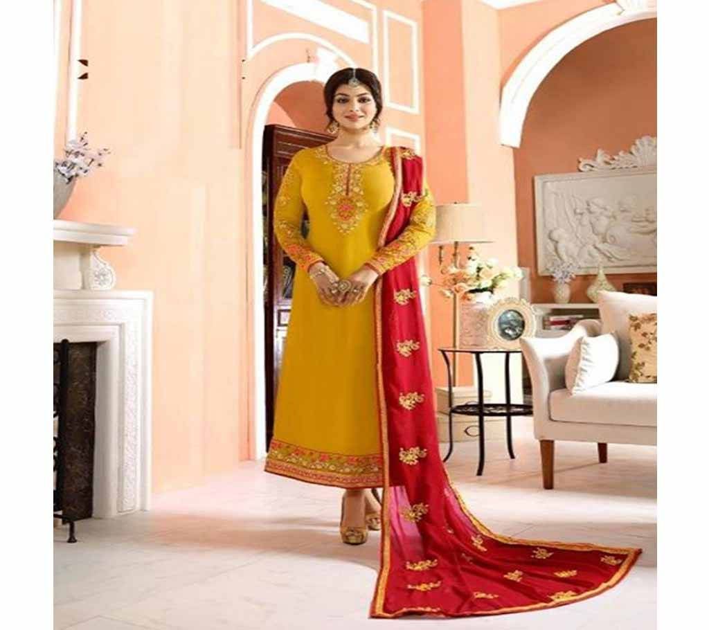Unstitched Yellow Georgette Salwar Kameez For Women copy