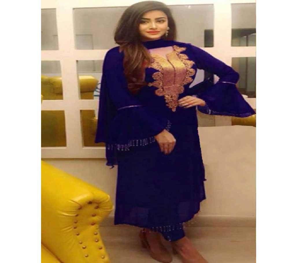 Semi-Stitched Embroidery Georgette Salwar Kameez
