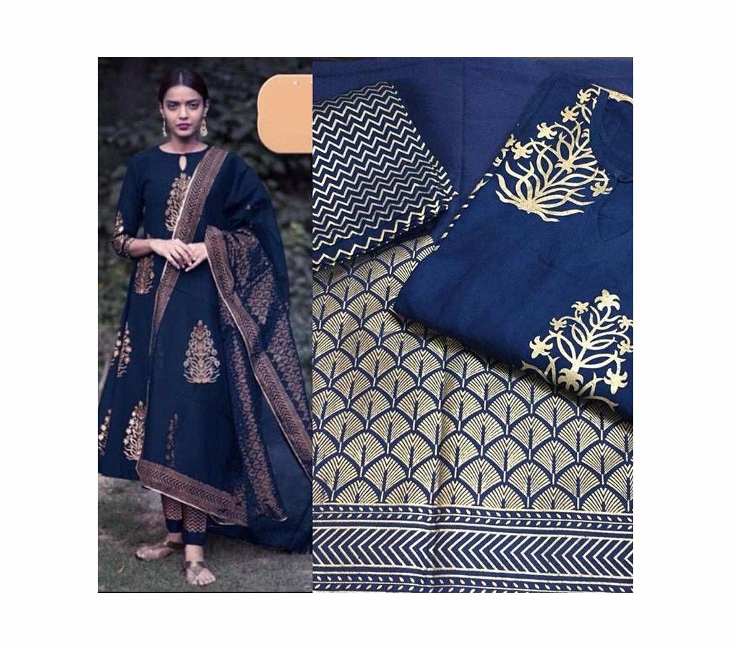 Unstiched skin printed Rajdhani voyal cotton salwar kameez for woman