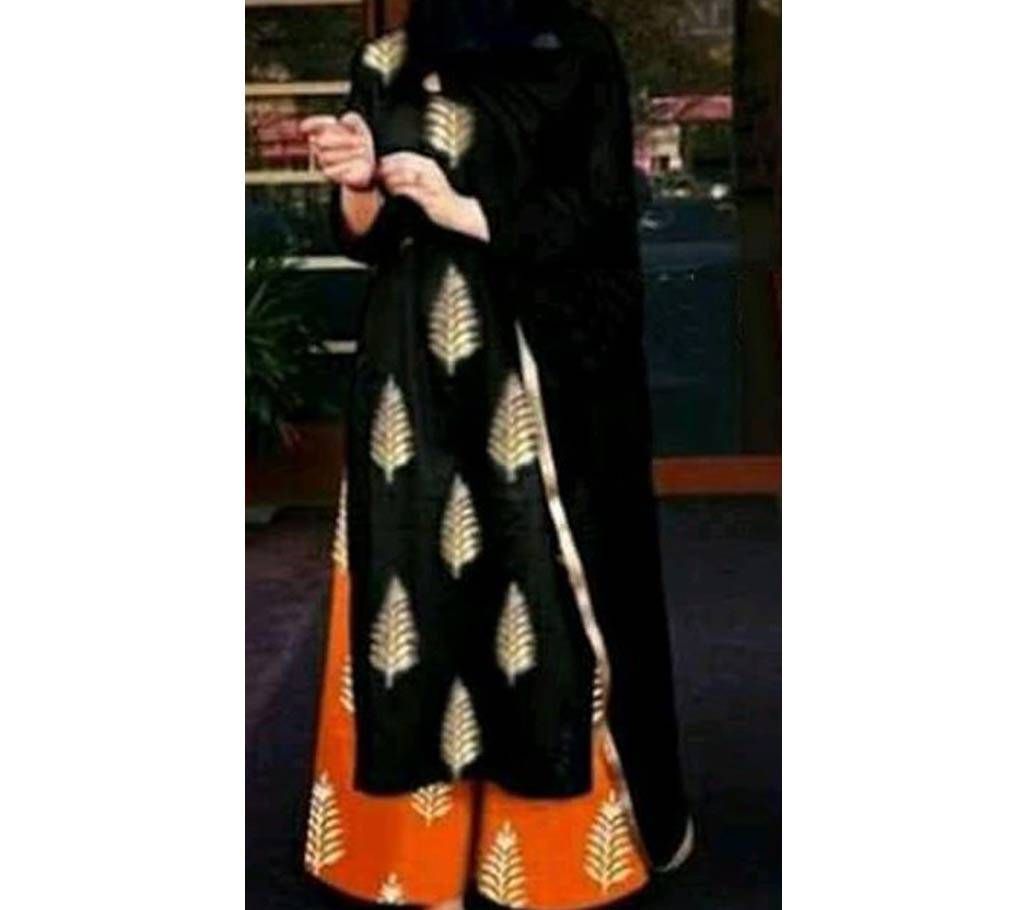 Black Cotton Block Printed Unstitched Salwar kameez For Women