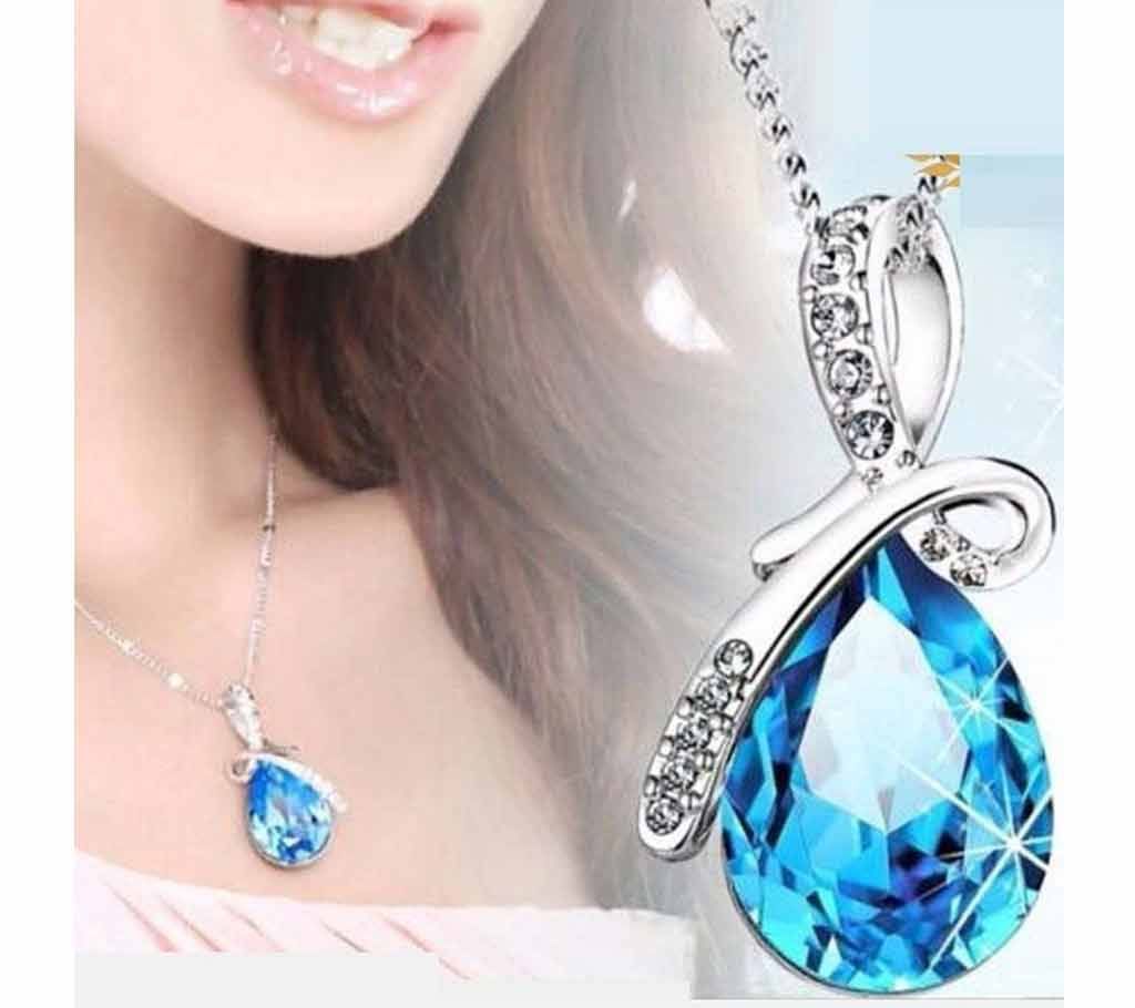 Platinum Plated Crystal Stone Pendant