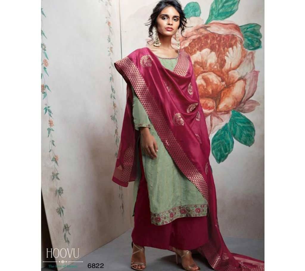 Ganga Hoovu - 6822 Unstitched silk suit