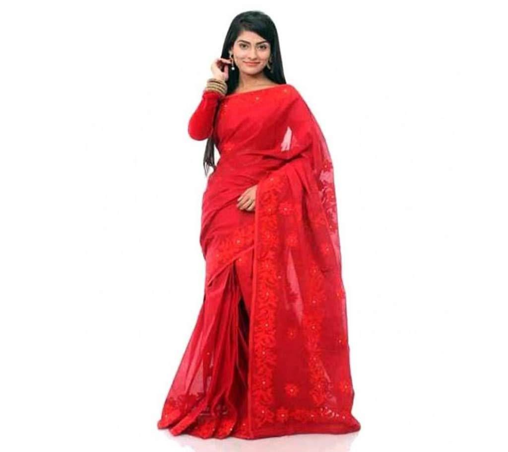 Baishakhi Red Cotton Sharee