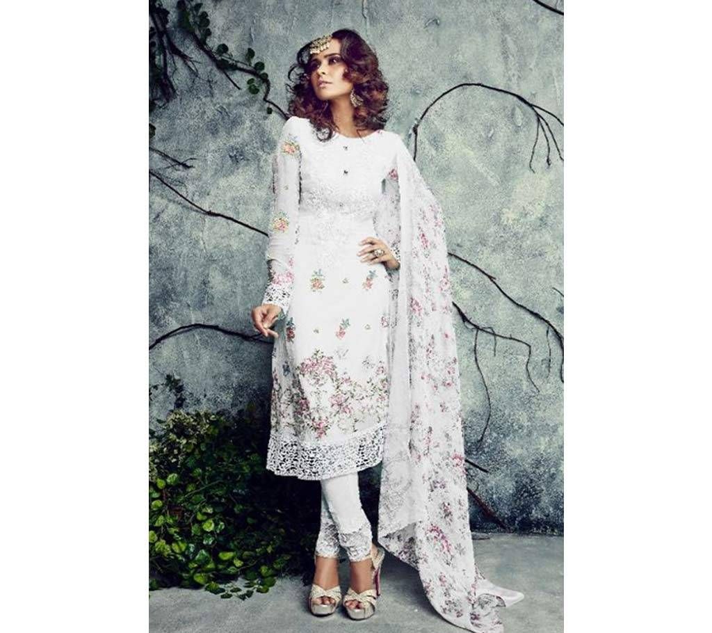 MUMTAZ HITS COLOUR BY SAJAWAT CREATION 4013 White Color Semi Stitched GEORGETTE PARTY WEAR 