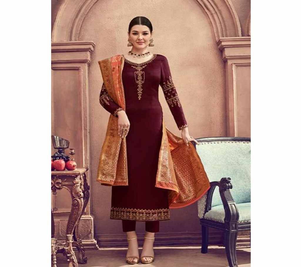 Prm Trendz Ruaab Designer Salwar Suits With Banaras Dupatta - 3049 - Red Maroon Georgette 3Pcs
