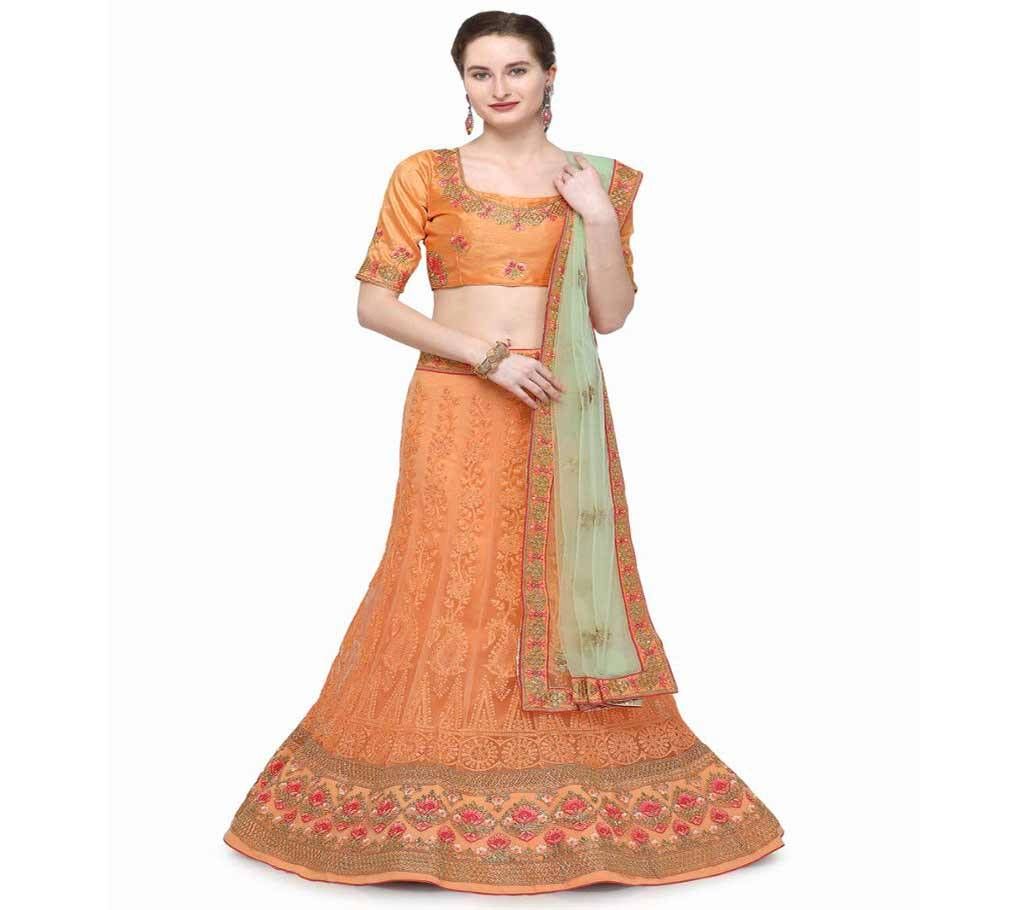 Unstitched Net Embroidered Lehenga Choli 4