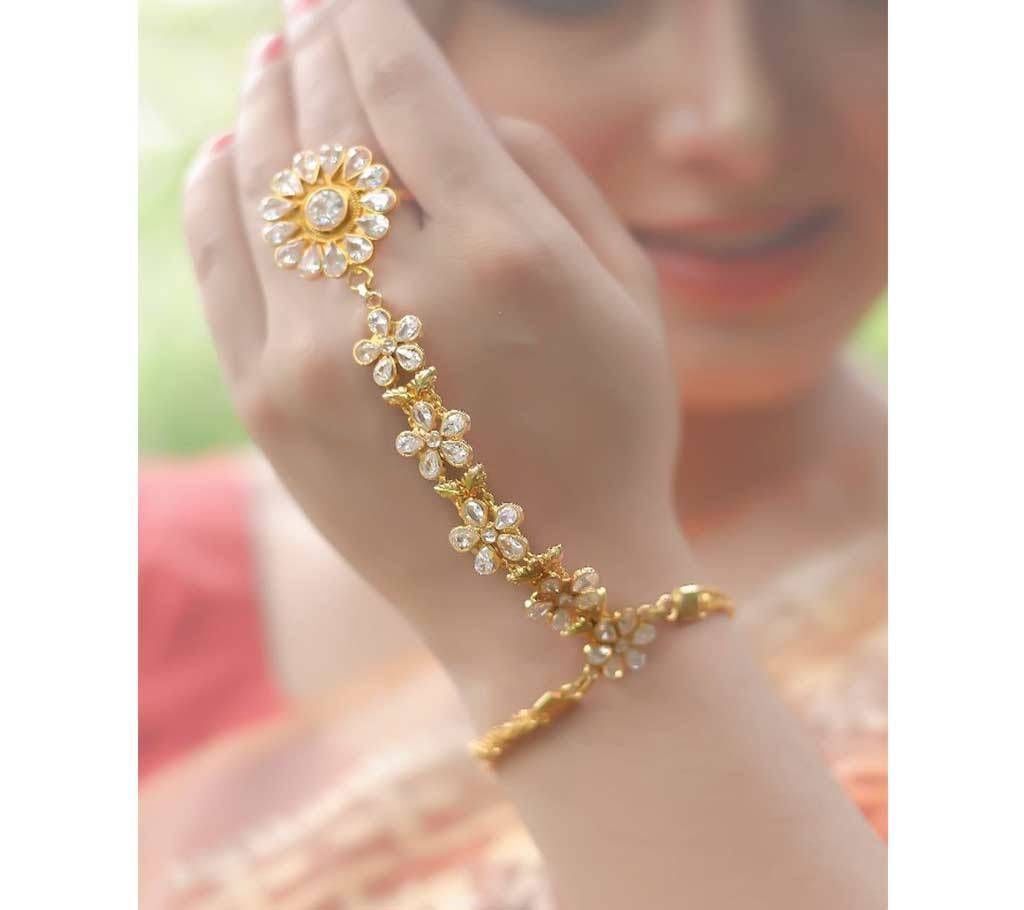 Handmade Gold Platted finger Ring With Bracelet