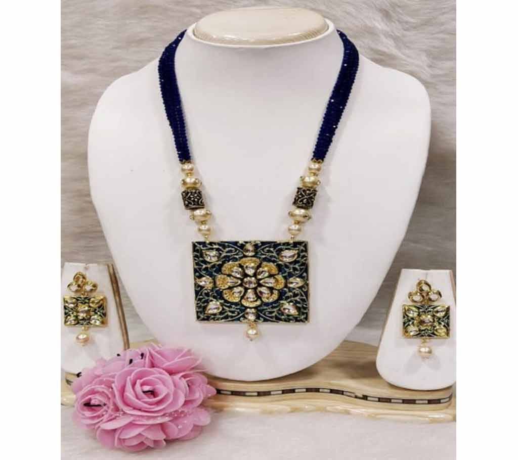 Attractive Zircon Bead Jewelery with Mina Work - Neclace and Earring - 04