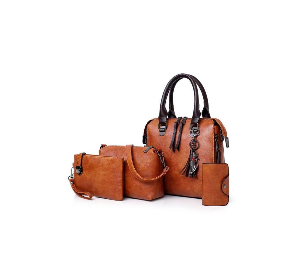 Luxury 4 Pcs Set Women Artificial Leather Bag - Brown