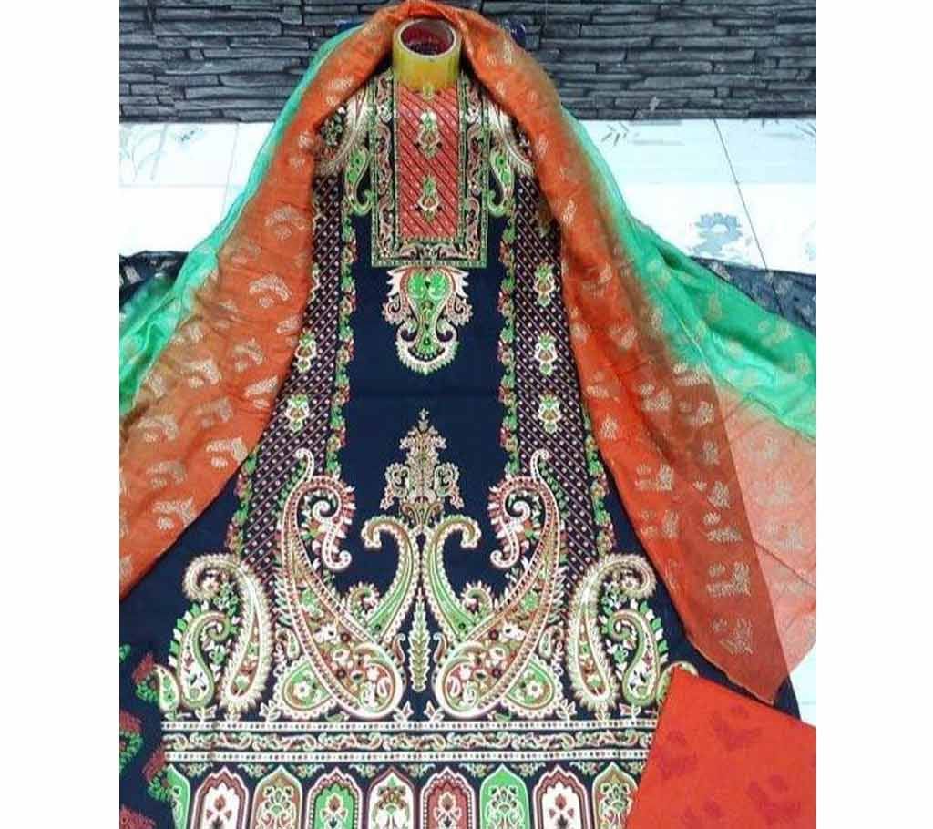 Unstitched Multicolor Cotton Salwar Kameez for Women