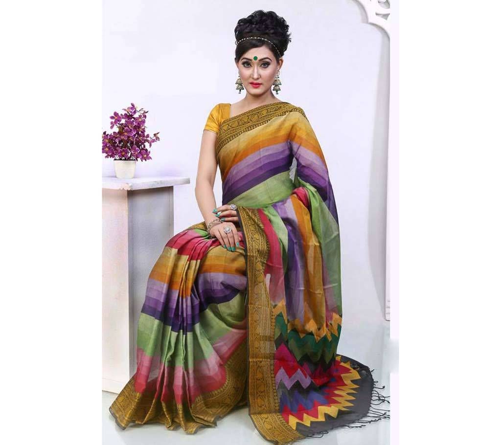 Multi color tangail maslaish cotton sharee 