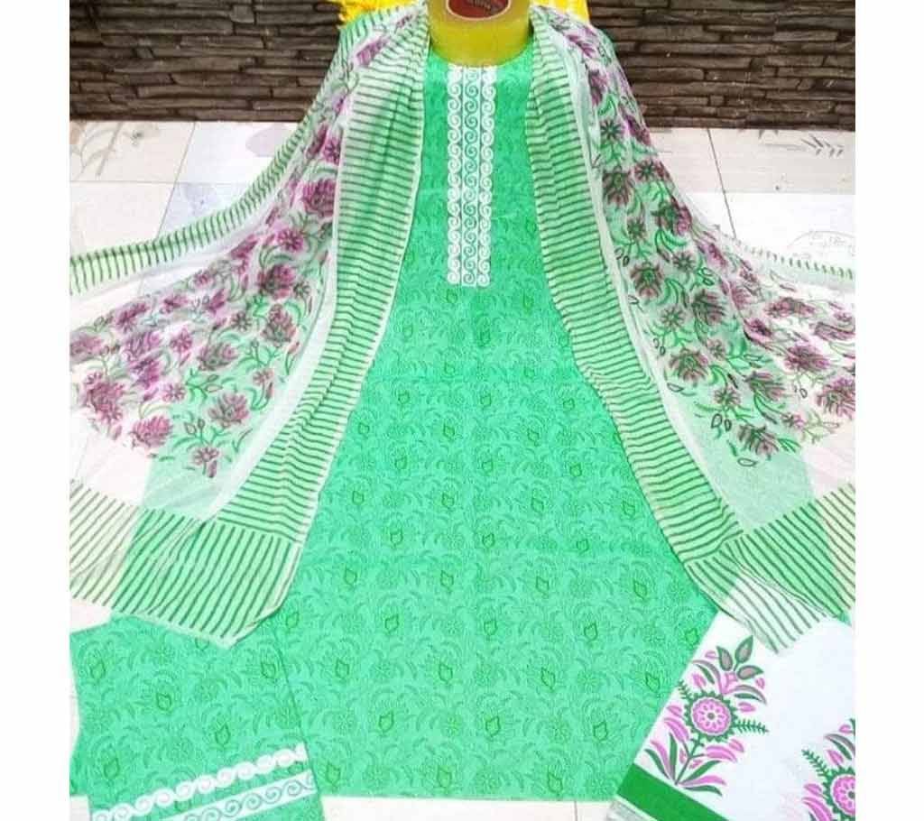 Deshi Cotton Unstitched Screen Printed 3Pcs - C22 - MHG