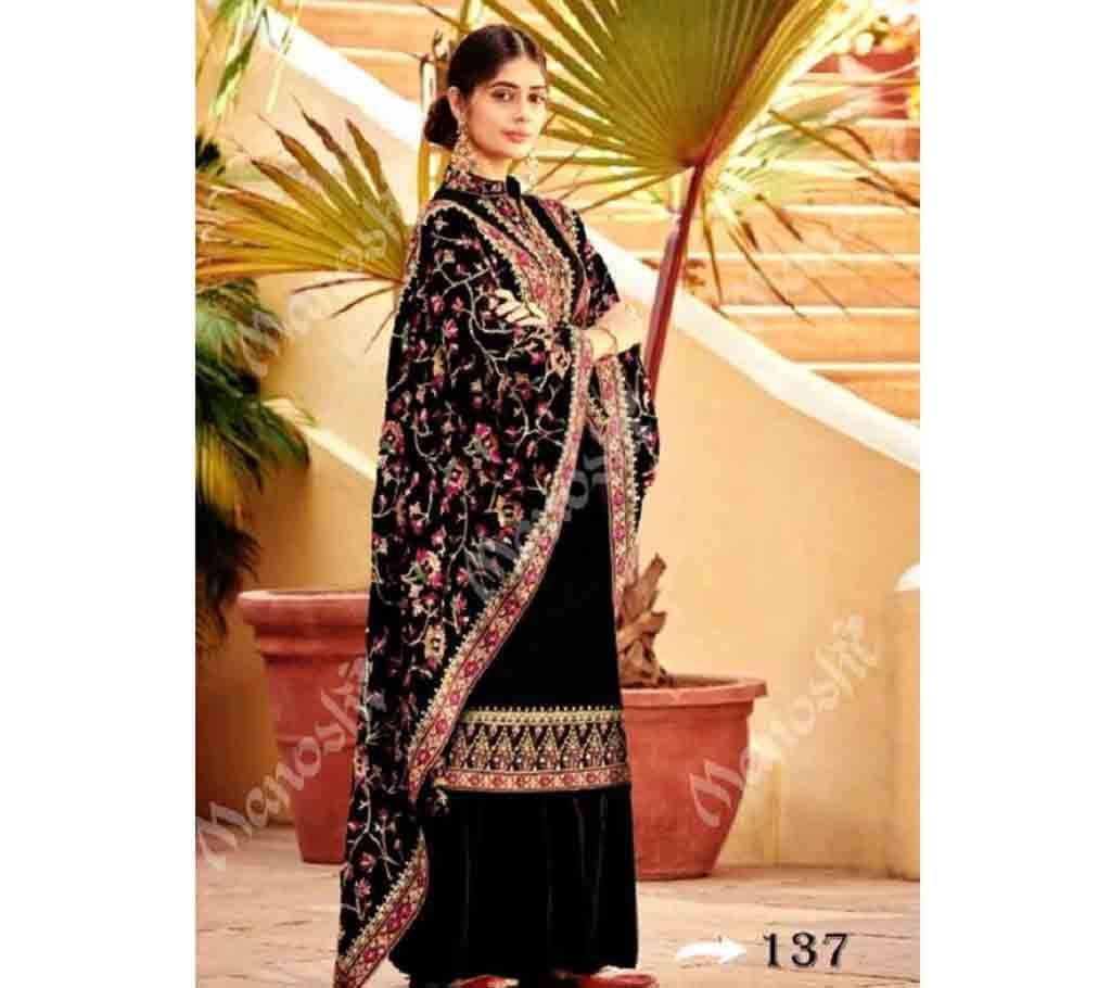 Indian Unstitched Georgette 3Pcs For Women Black