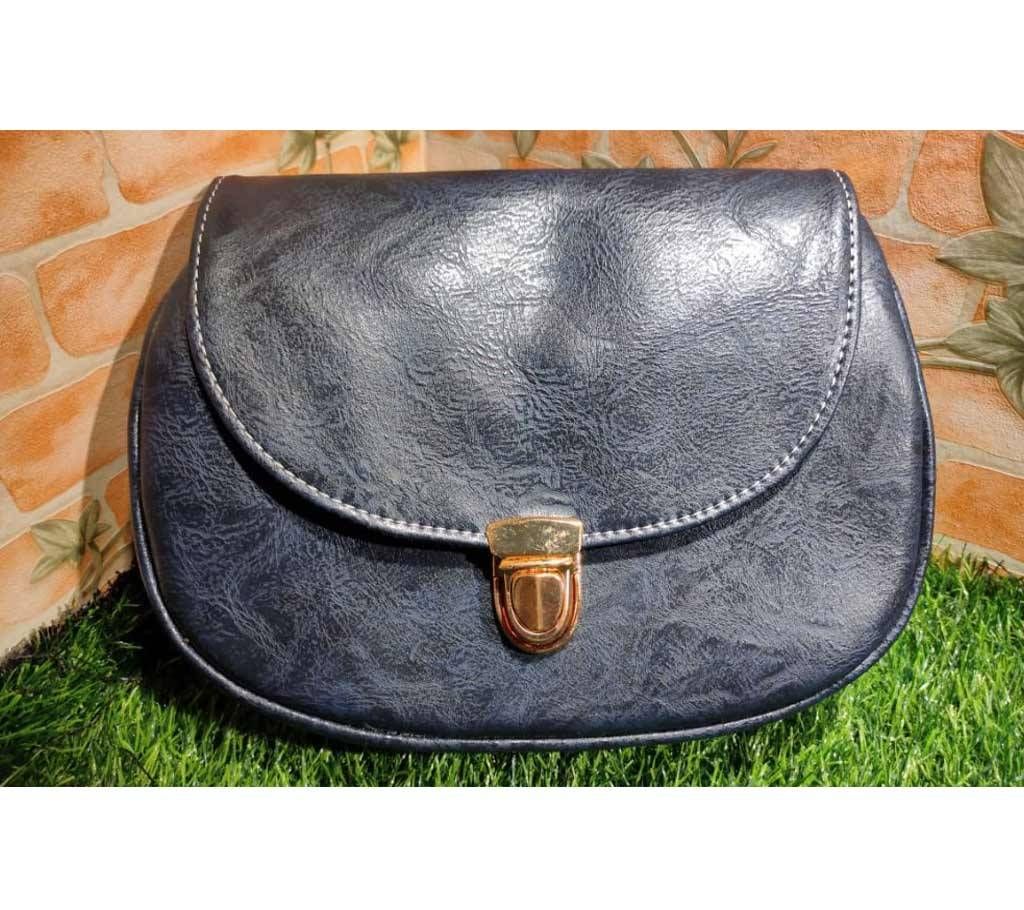 Blue Color PU Leather Crossbody Saddle Bag