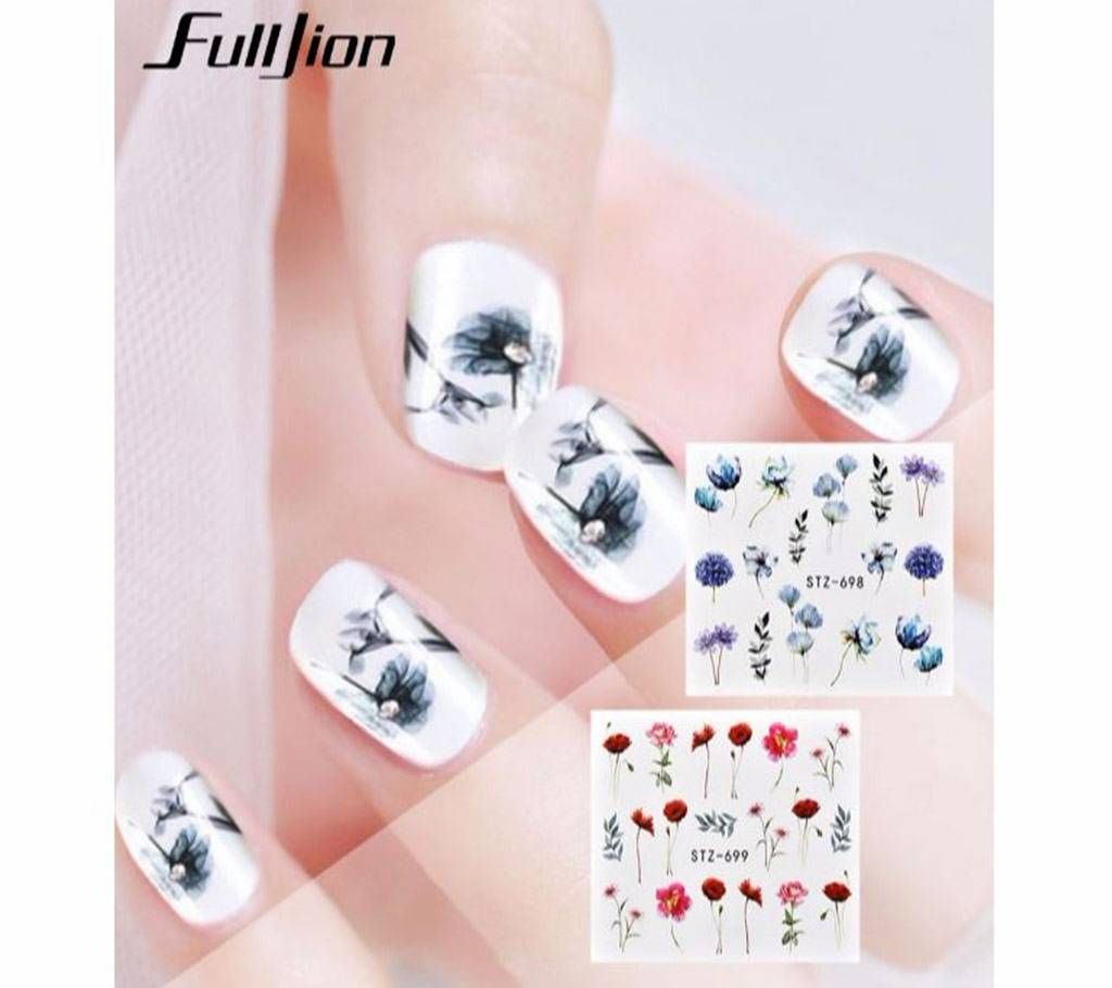 Fulljion Flower Transfer Slider  Watercolor Floral Nail Art Stickers-24Pcs-China