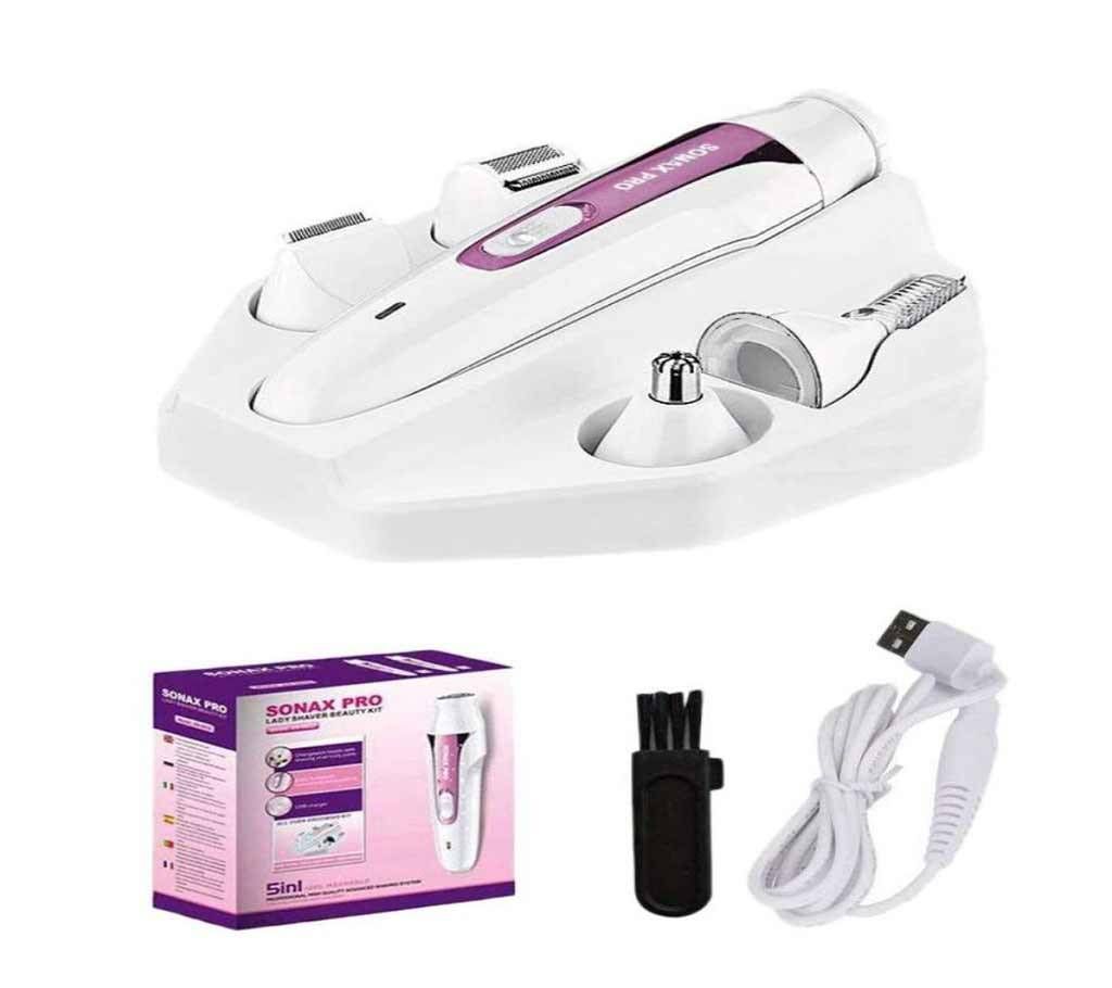 SONAX PRO Painless WomenS 5 In 1 Rechargeable Portable Hair Remover Electric Trimmer Hair Epilator For Face Eyebrow Nose Armpit Legs Bikini Line Shav