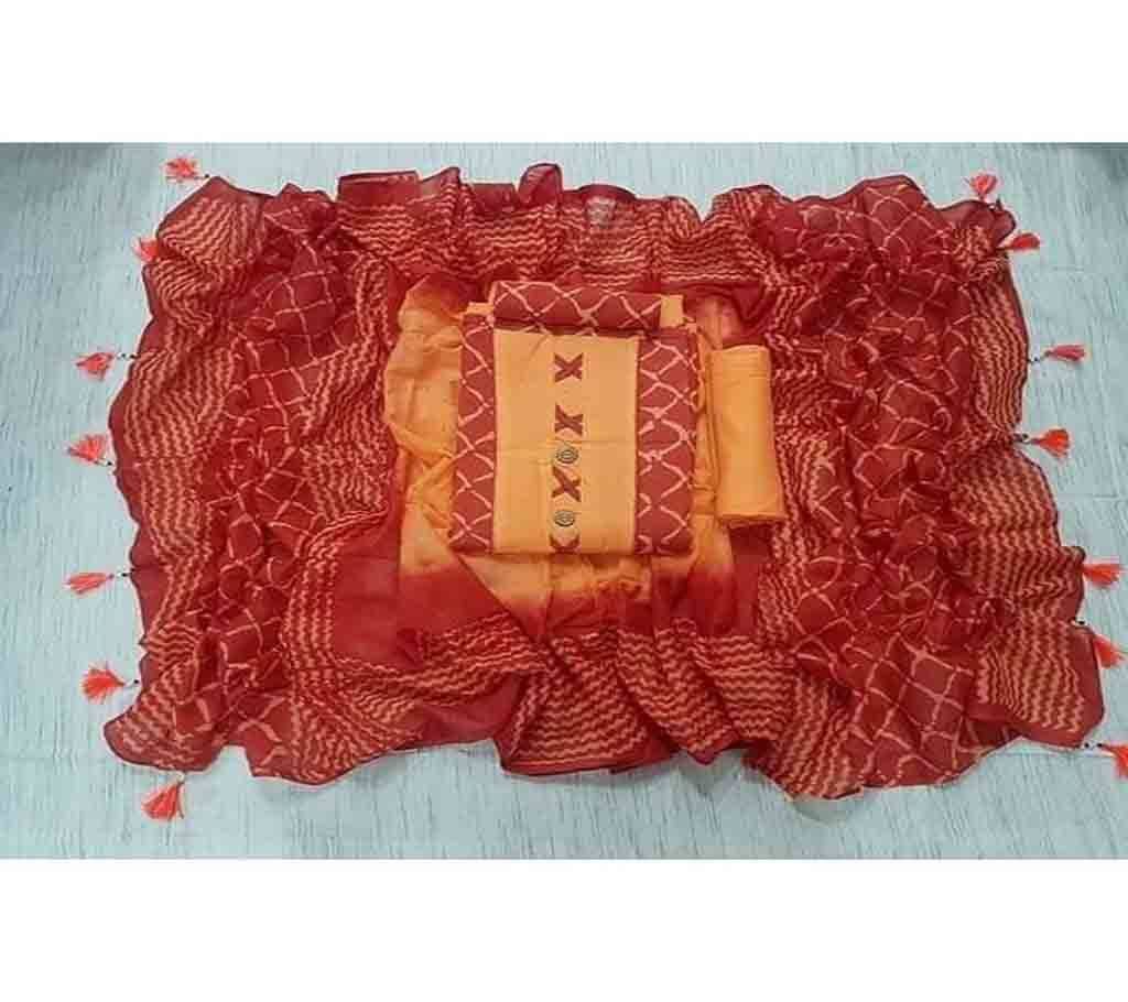 Unstitched Bexi Voil Leach Vegetable Batik Three Piece For Women-28
