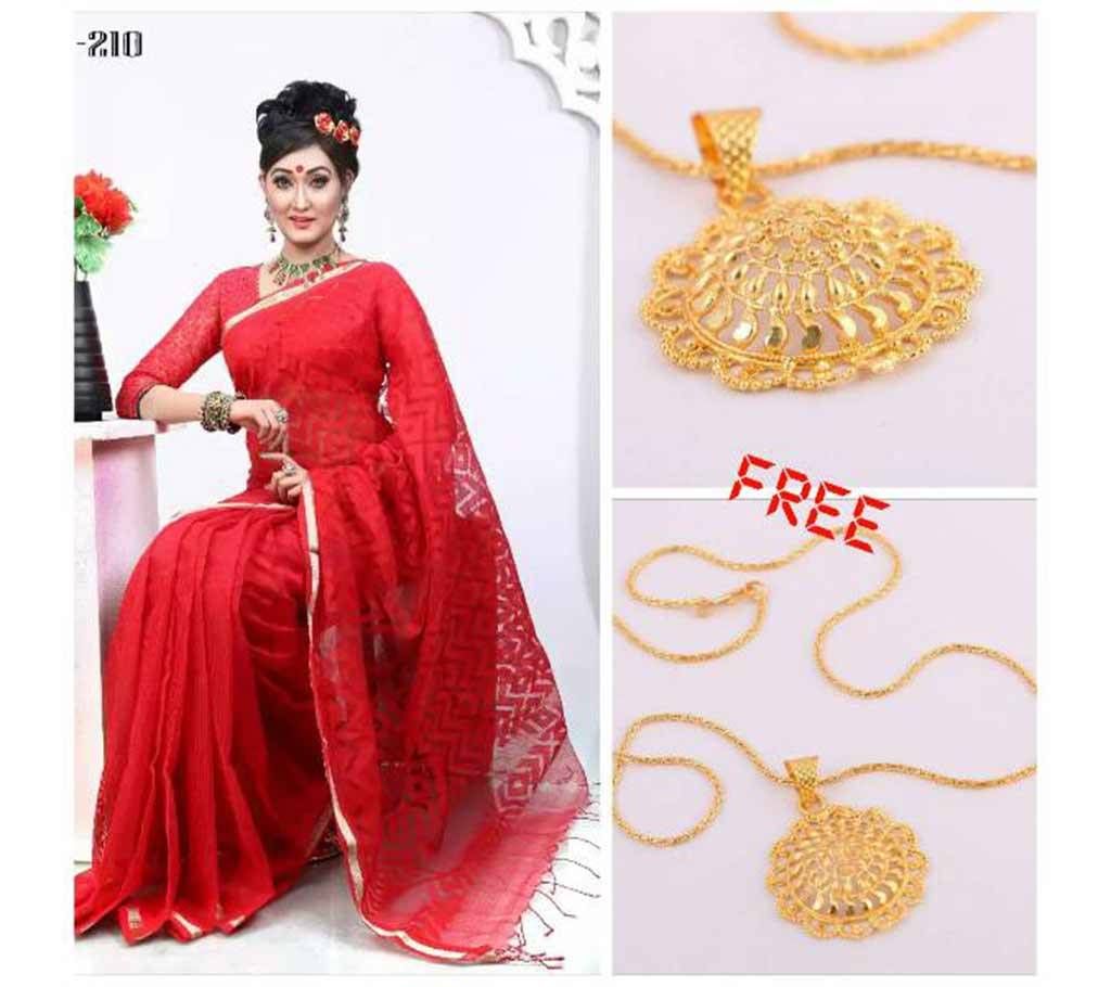 silk sharee for valentine with free pendant 