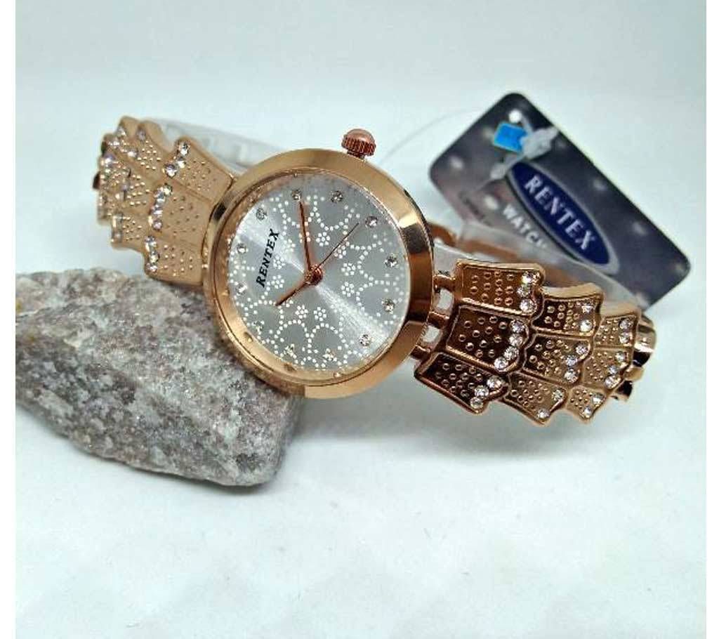 "Silver Dial Cooper Color RENTEX Watch for Women"