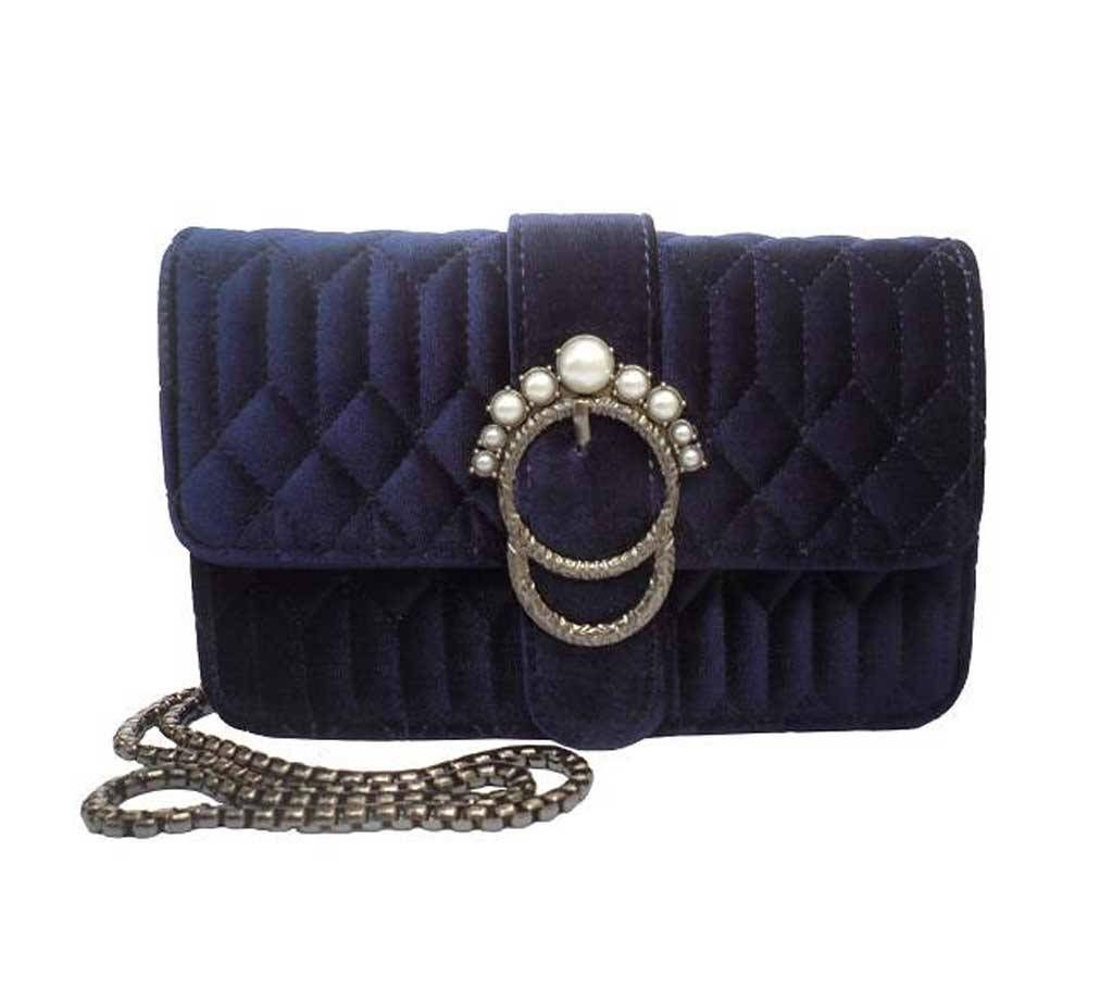 Dark Blue Velvet Side Bag
