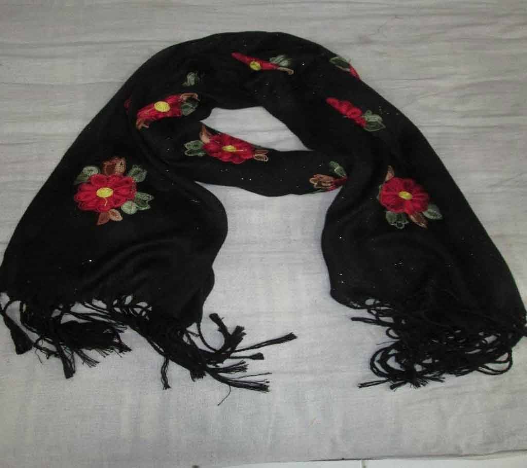 Ladies Black Rose Cotton Hijab
