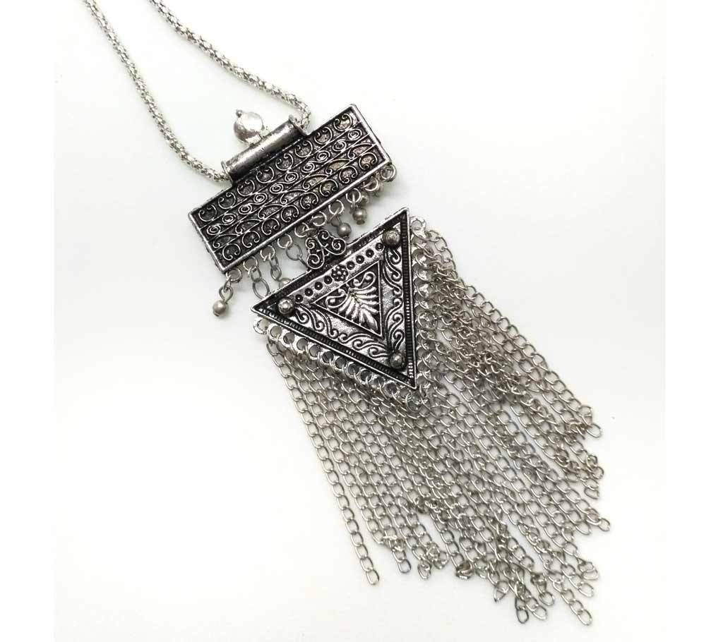 Oxidized Silver Afghani Tassel Necklace (by Zylph - NSAT)